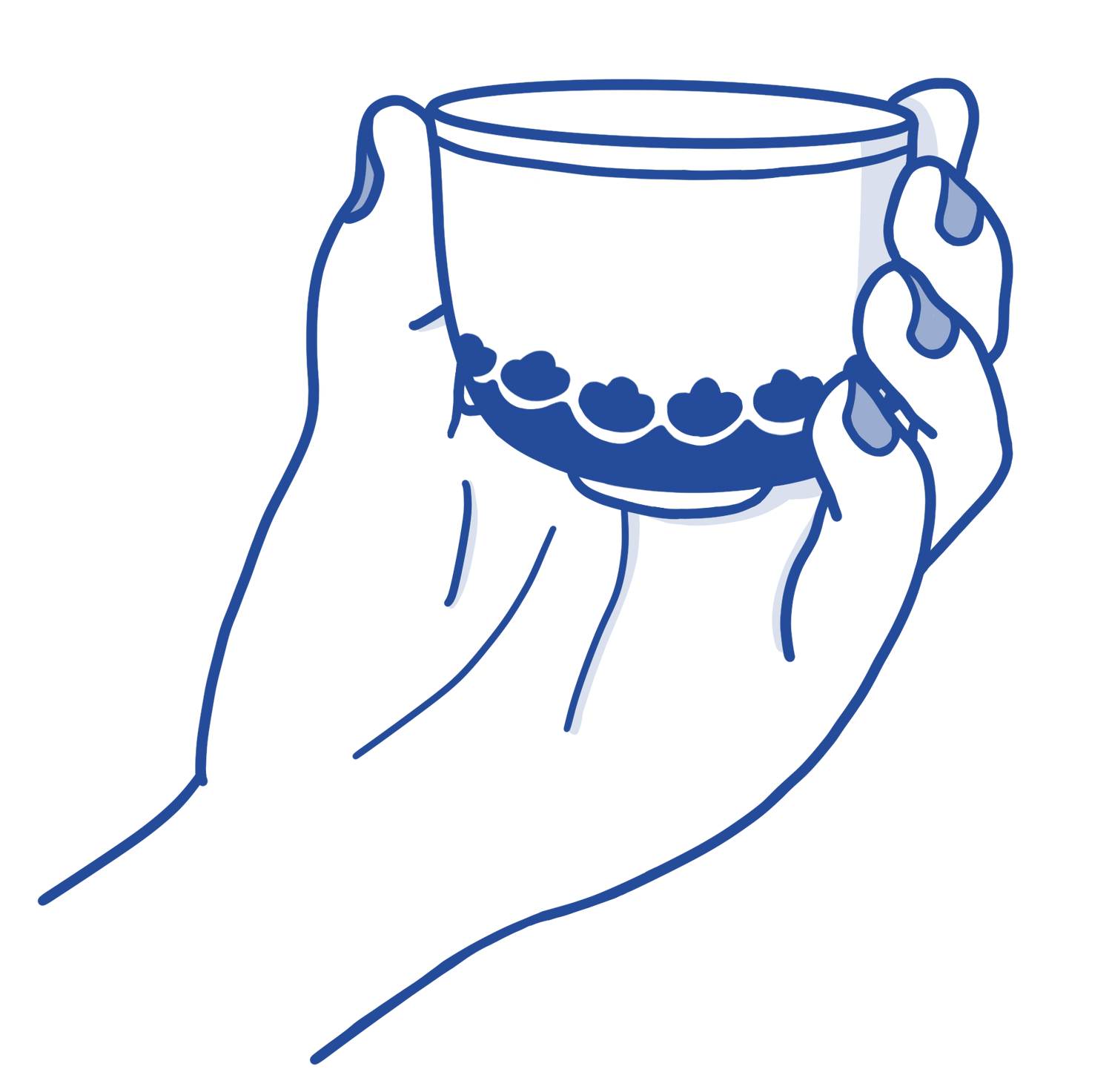 Illustration of a hand holding a teacup 